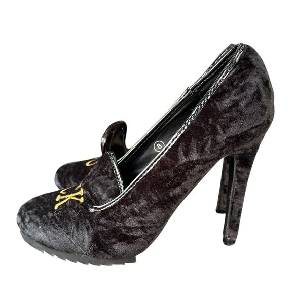 YRU Posch F U C K Black Loafer High Heels Women’s Sz 8 - Picture 5 of 9